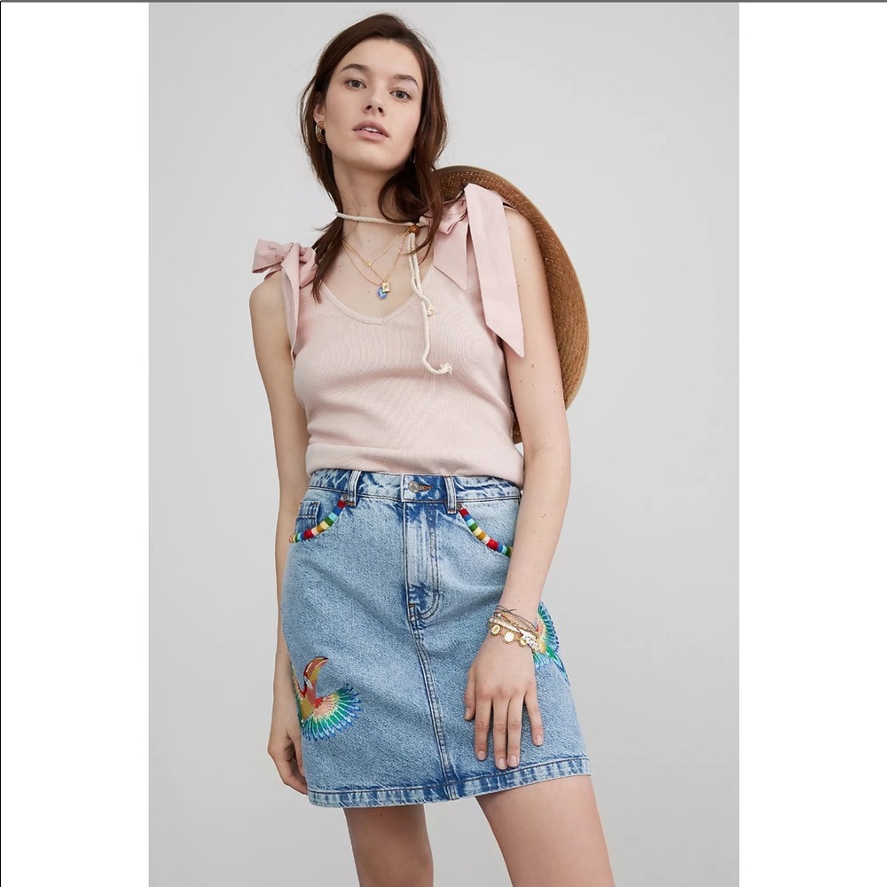 Farm Rio Denim Mini Skirt - Picture 3 of 12